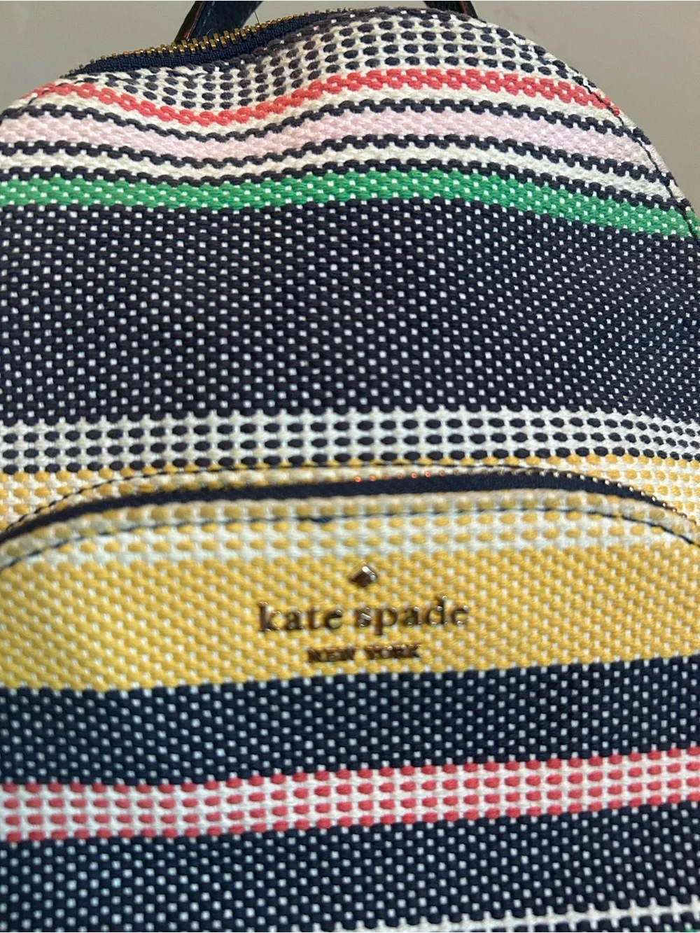 kate spade Striped Mini Backpack in Yellow, Pink, Green, Navy